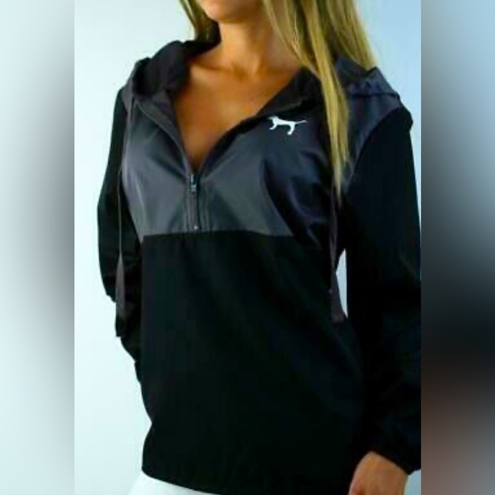 Victoria’s Secret PINK Hooded Quarter-Zip Windbreaker, Size XS